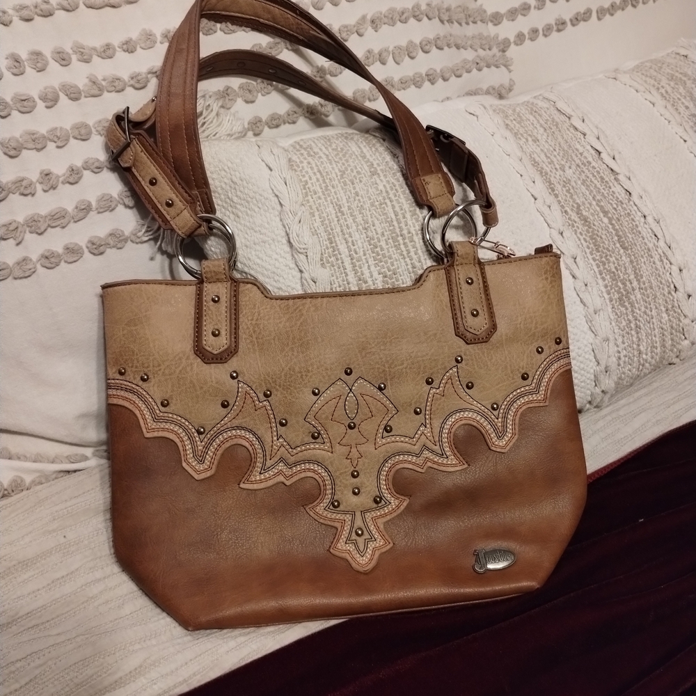Chic Brown Embroidered Shoulder Bag